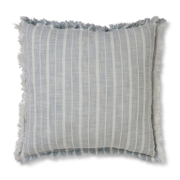 Swansea Light Blue Woven Stripe Cushion 50cm