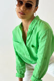 Summer Green Boyfriend Linen Shirt