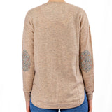 Biscuit Crew Neck Swing Knit with K & M Patches