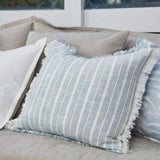 Swansea Light Blue Woven Stripe Cushion 50cm