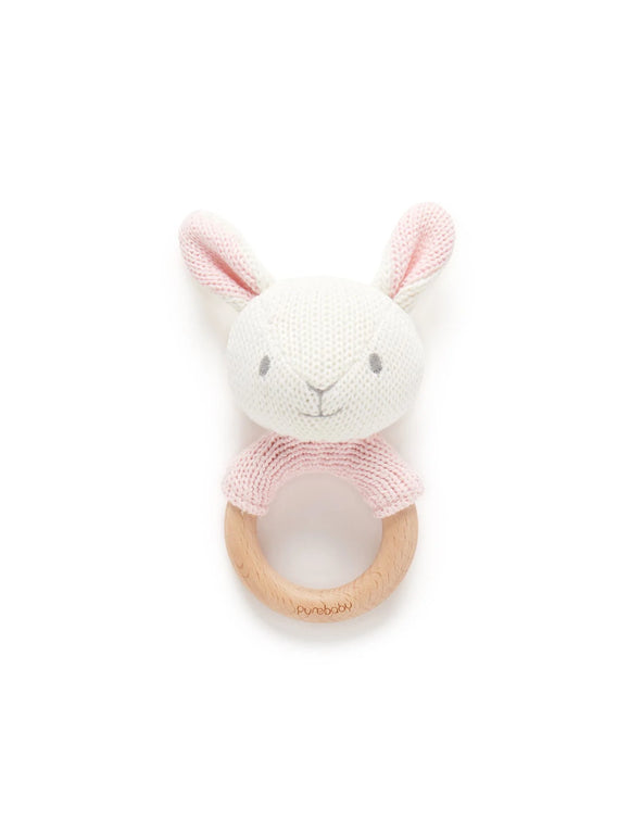 Knitted Rabbit Rattle Pink