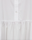Tiered Poplin Shirt Dress White