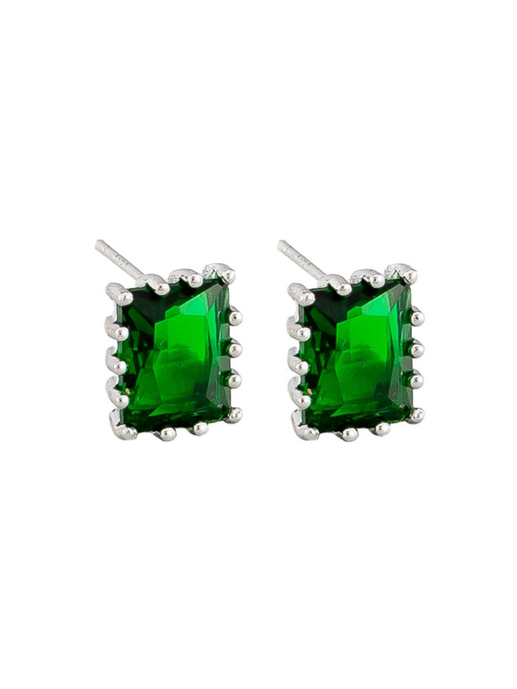 Silver Emerald Penelope Earrings