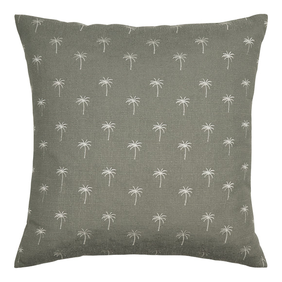 Palm Tree Embroidered Sage Cushion 50cm