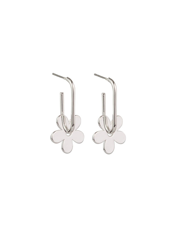 Silver Hanging Flower Earrings