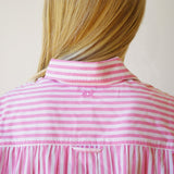 Riley Oversize Lightweight Cotton Shirt Pink & White Stripe