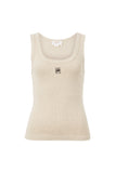 Zoe Contour Rib Scoop Tank Oatmeal Monogram