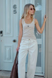Zoe Contour Rib Scoop Tank Oatmeal Monogram