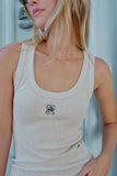 Zoe Contour Rib Scoop Tank Oatmeal Monogram