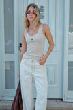 Zoe Contour Rib Scoop Tank Oatmeal Monogram