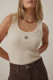 Zoe Contour Rib Scoop Tank Oatmeal Monogram