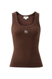 Zoe Contour Rib Scoop Tank Chocolate Monogram