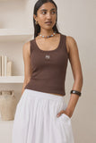 Zoe Contour Rib Scoop Tank Chocolate Monogram