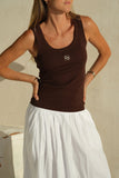 Zoe Contour Rib Scoop Tank Chocolate Monogram