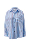 Peta Oversized Shirt Sky Blue Burgundy Stripe