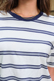 Stevie Slouchy Tee Milk/ Heritage Navy Stripe