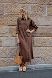Rae Long Sleeve Midi Dress Chocolate