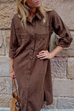 Rae Long Sleeve Midi Dress Chocolate