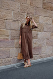 Rae Long Sleeve Midi Dress Chocolate