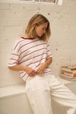 Brea Boxy Tee Sunfaded Pink/ Mulburry Stripe