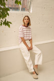 Brea Boxy Tee Sunfaded Pink/ Mulburry Stripe