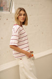 Brea Boxy Tee Sunfaded Pink/ Mulburry Stripe