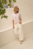 Brea Boxy Tee Sunfaded Pink/ Mulburry Stripe