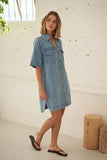 Bonnie Relaxed Shirt Dress Vintage Blue