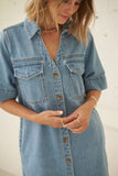 Bonnie Relaxed Shirt Dress Vintage Blue