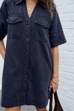 Bonnie Relaxed Shirt Dress Washed Black