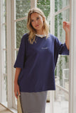 Luna Oversized Tee Prussian Blue Ceres Script