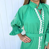 Scallop Ruffle Dress Green