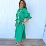 Scallop Ruffle Dress Green