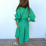 Scallop Ruffle Dress Green