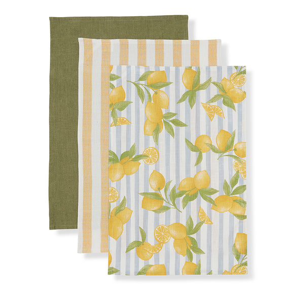 Lemon Stripe Tea Towel Pack of 3