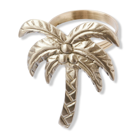 Palm Tree Brass Napkin Ring Set of 6