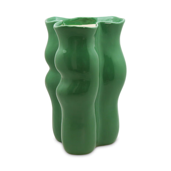 August Wavy Green Vase