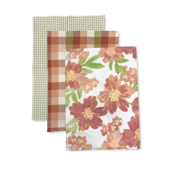 Rosie Large Floral Teatowel 3pk
