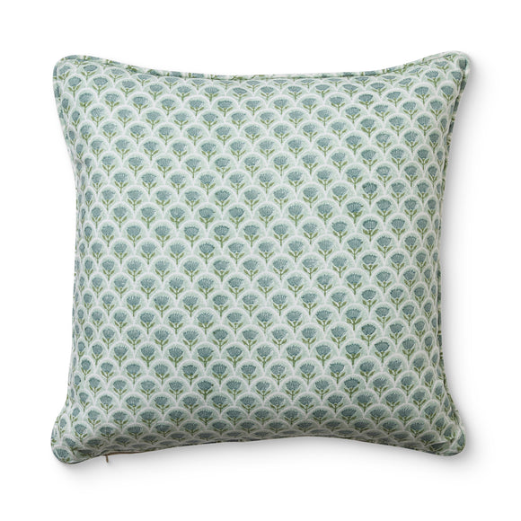 Suri Scallop Buti Seafoam Block Print Cushion 50cm