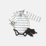 Baby Boys Freddie Polo Romper Blue Stripe