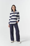 The Local 1/2 Zip Cotton Rugby Dark Navy/White