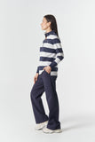 The Local 1/2 Zip Cotton Rugby Dark Navy/White