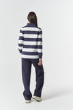 The Local 1/2 Zip Cotton Rugby Dark Navy/White