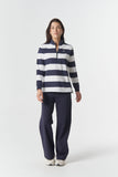 The Local 1/2 Zip Cotton Rugby Dark Navy/White
