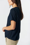 Everyday Cotton Roll Cuff Tee - Dark Navy