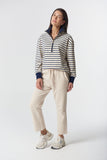 Outland Cotton 1/2 Zip Sweater Birch/Dark Navy