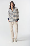 Outland Cotton 1/2 Zip Sweater Birch/Dark Navy