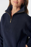 Rugged 1/2 Zip Cotton Sweater Dark Navy