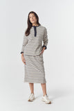 Cradle Cotton Stripe Henley Birch/Dark Navy