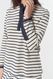 Cradle Cotton Stripe Henley Birch/Dark Navy